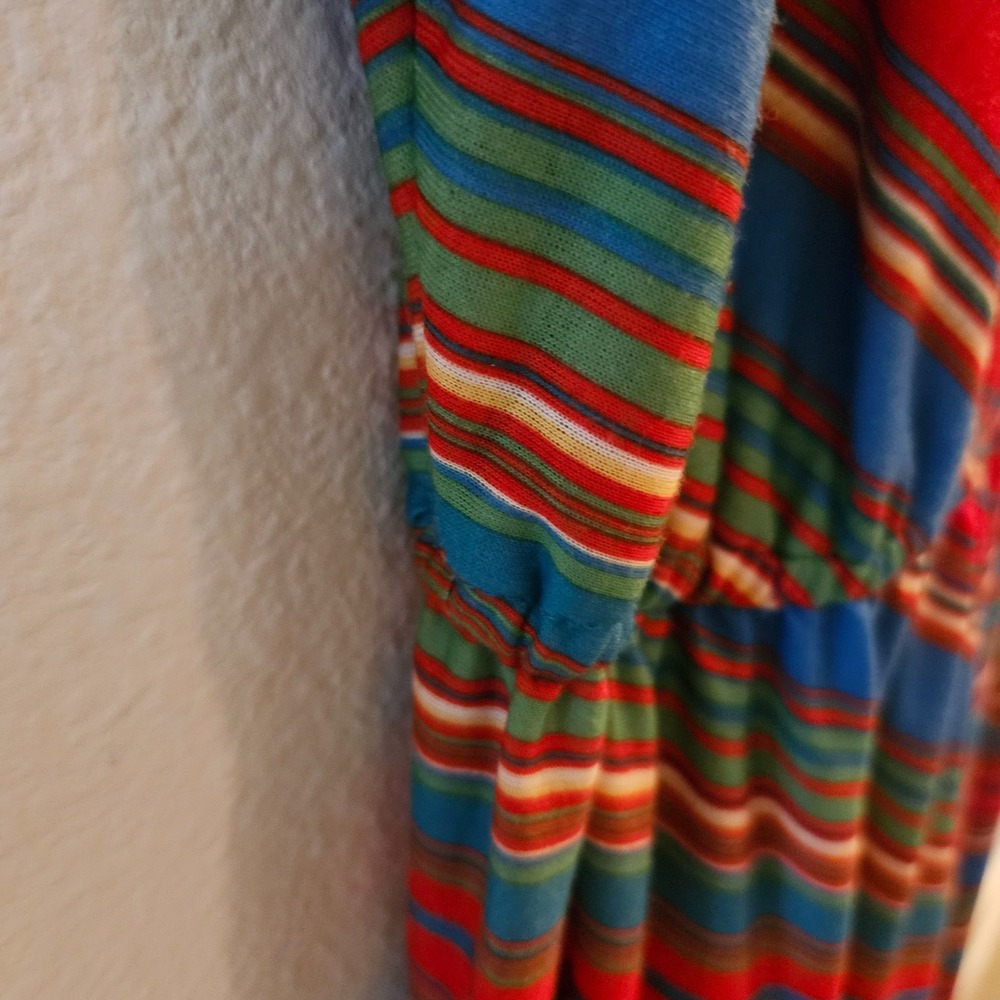 Vintage 70s Lanz Original Midi Dress Stripe Spaghetti Strap Belt S/M - Picture 10 of 16